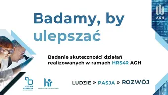 grafika promująca Badamy, by ulepszać – ankieta dot. Strategii HR4R AGH